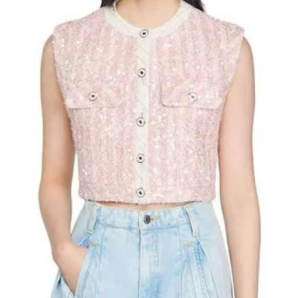 Sandro Tops - Sandro Textured PinkCream Jacket